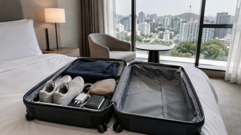 What not to pack for Seoul with a lightly packed suitcase and empty space for shopping