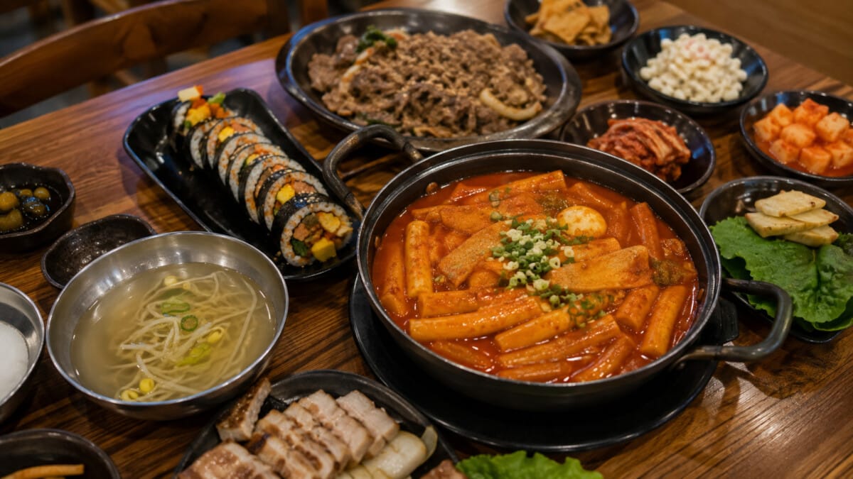 Spicy and mild Korean dishes showing that not all Korean food is spicy