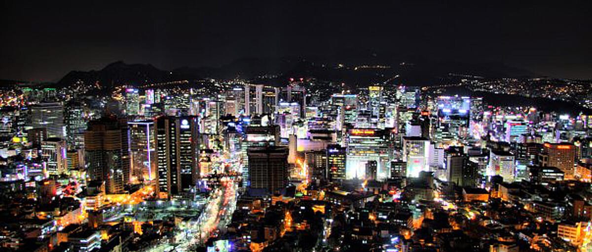 Seoul night views from N Seoul Tower observatory