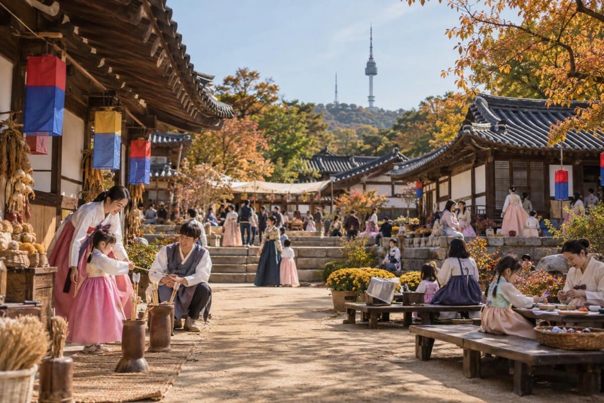Chuseok cultural event at Namsangol Hanok Village in Seoul