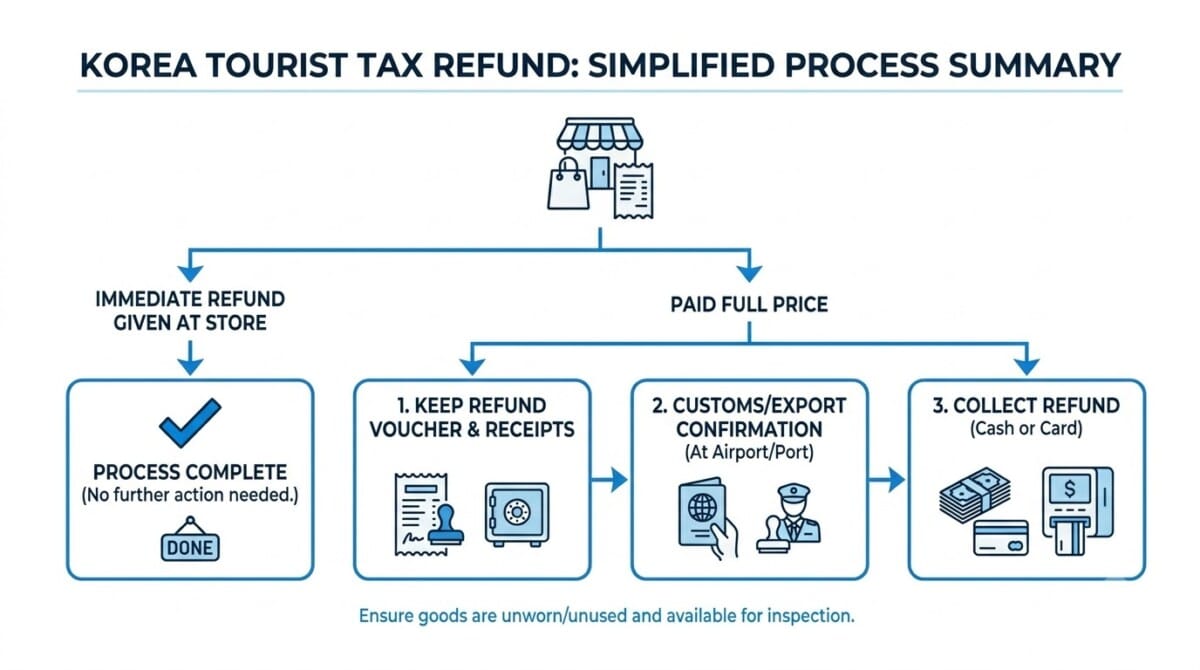 Korea tourist tax refund summary infographic