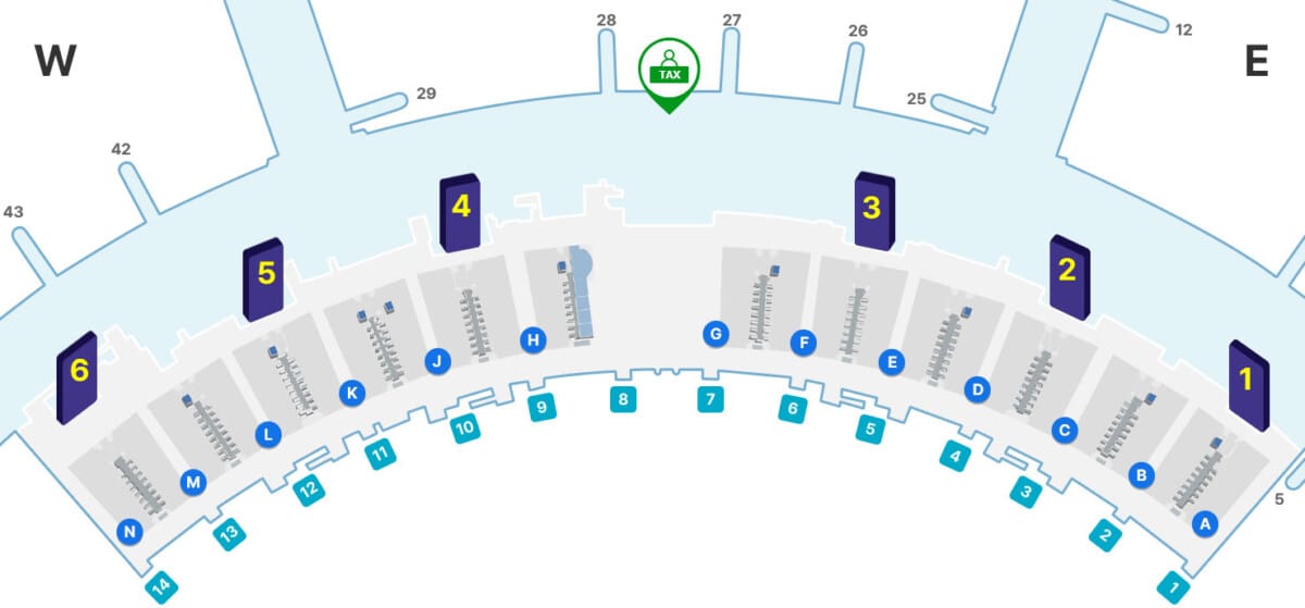 Incheon Airport map showing tax refund facility locations