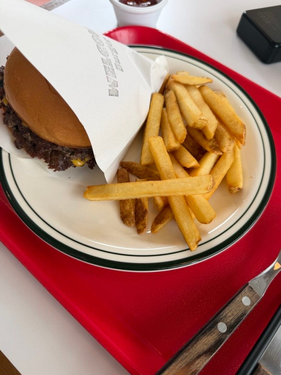 Handmade burger and fries during the start of my Jeju Island stay