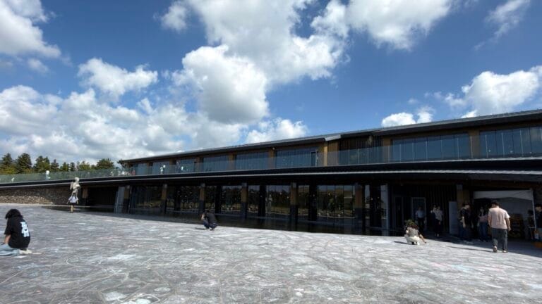 Jejudang Bakery Cafe building and wide courtyard in Aewol, Jeju Island