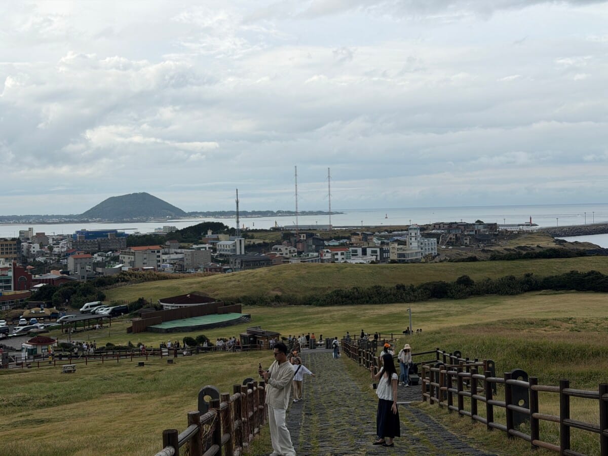 View over Seongsan village from the climbing trail