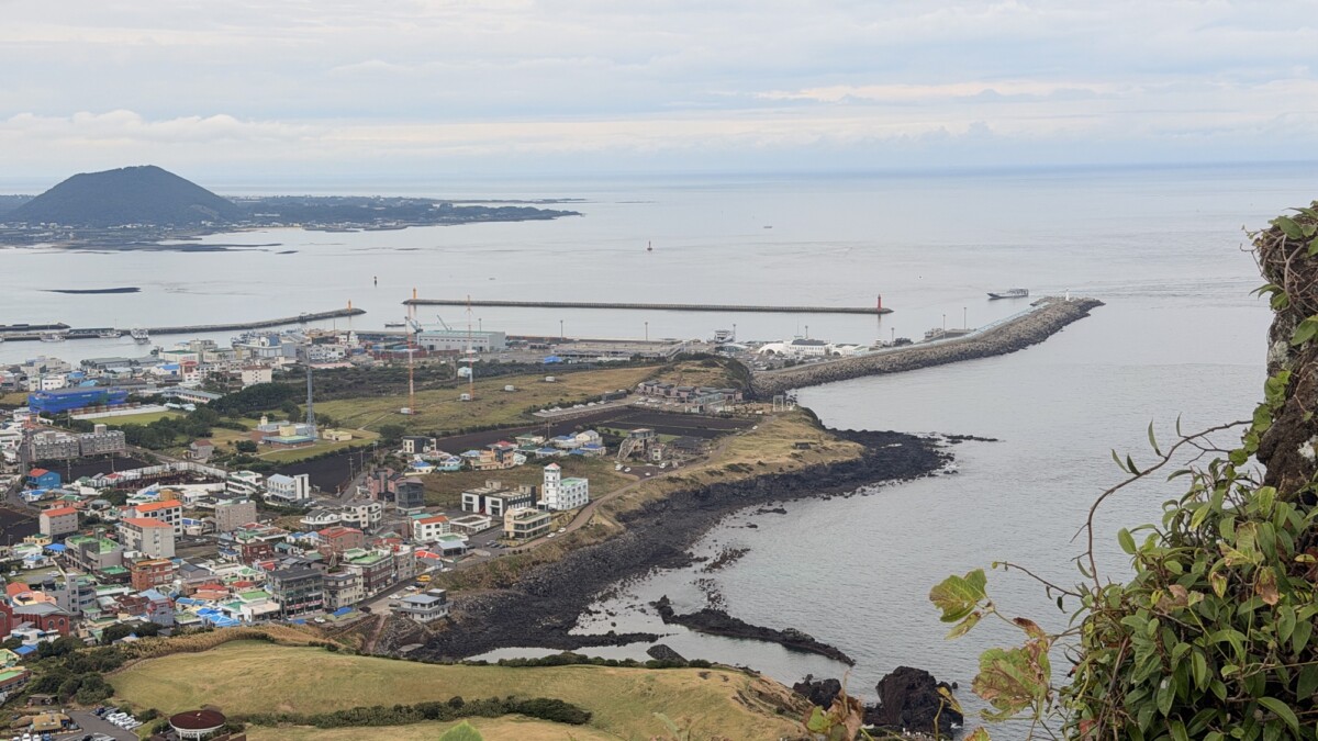 Coastal panorama from Seongsan Ilchulbong in Jeju