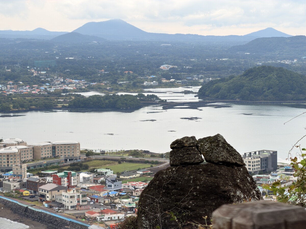 East Jeju landscape and coast viewed from Seongsan Ilchulbong