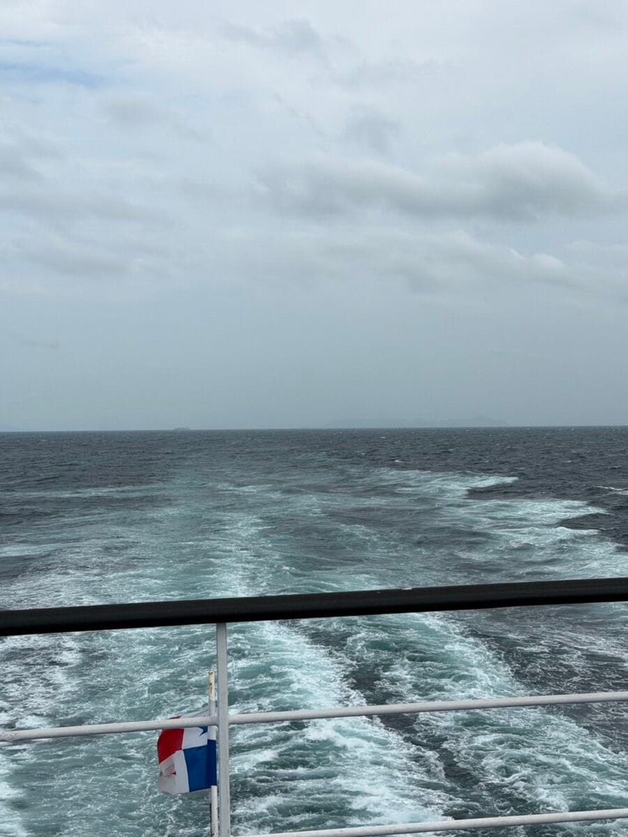 Wake behind the ferry while crossing from Wando to Jeju