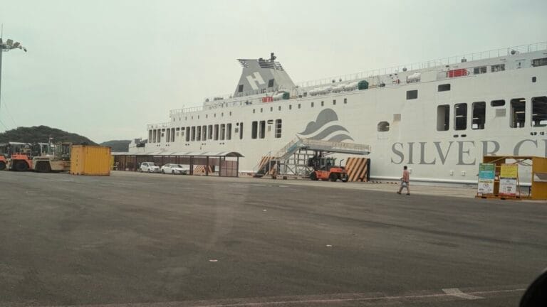 Silver Cloud car ferry at Wando Port before sailing to Jeju